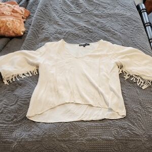 For love and lemons Ivory Fringe Sleeve Blouse